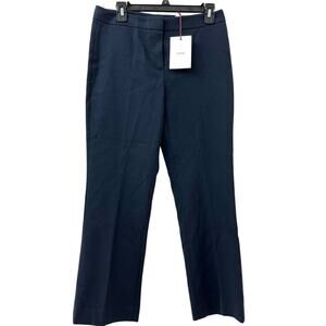 Lewit Women's Flat Front Work Slacks Trousers Solid Navy Blue Size 4